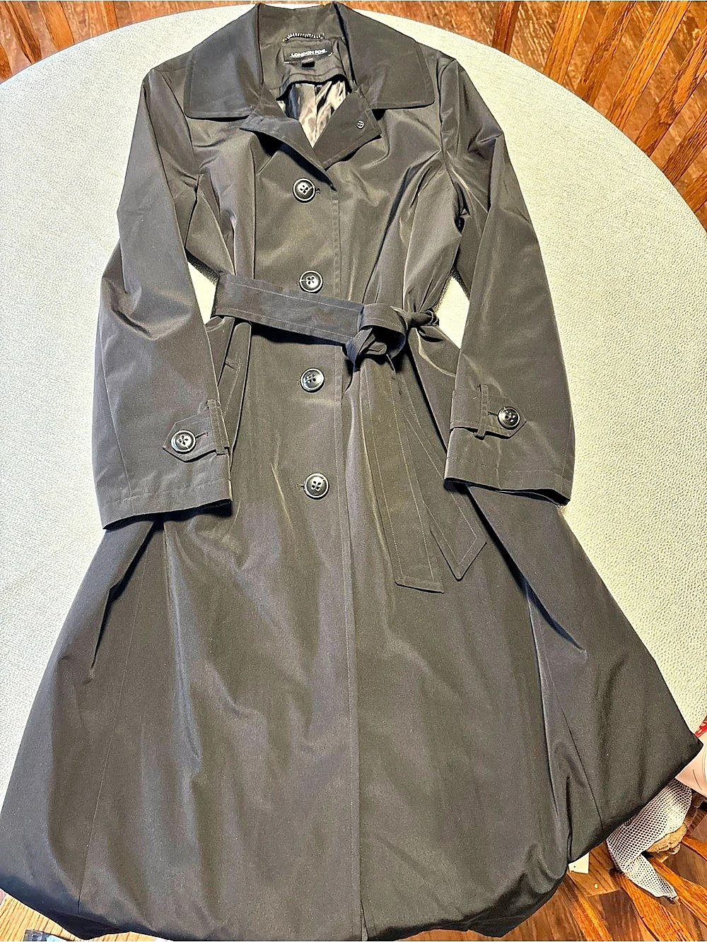 London Fog Women's Black Trench Coat Size Large Like New